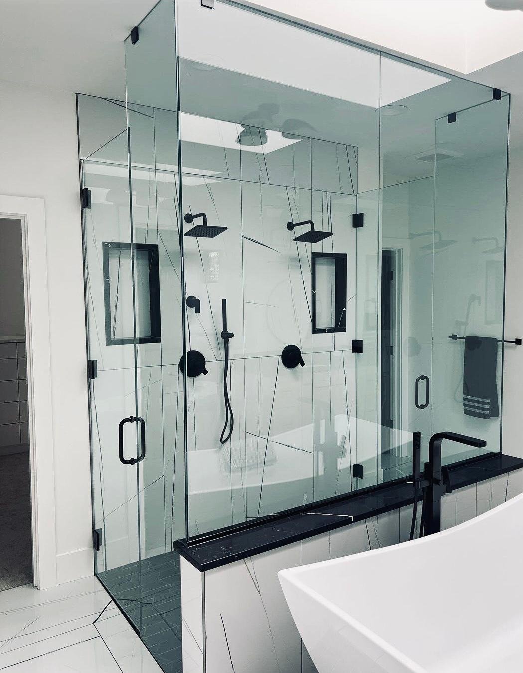 custom hinged framless shower doors seattle